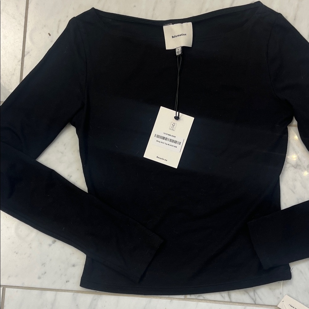 Reformation Classic Black Long Sleeve Top